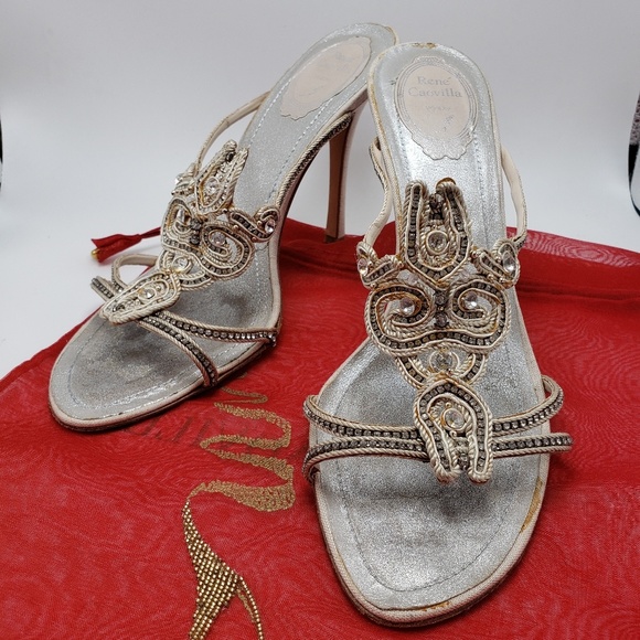 Rene Caovilla Shoes - 💎Rene Caovilla Crytal Linen Heels 10.5
